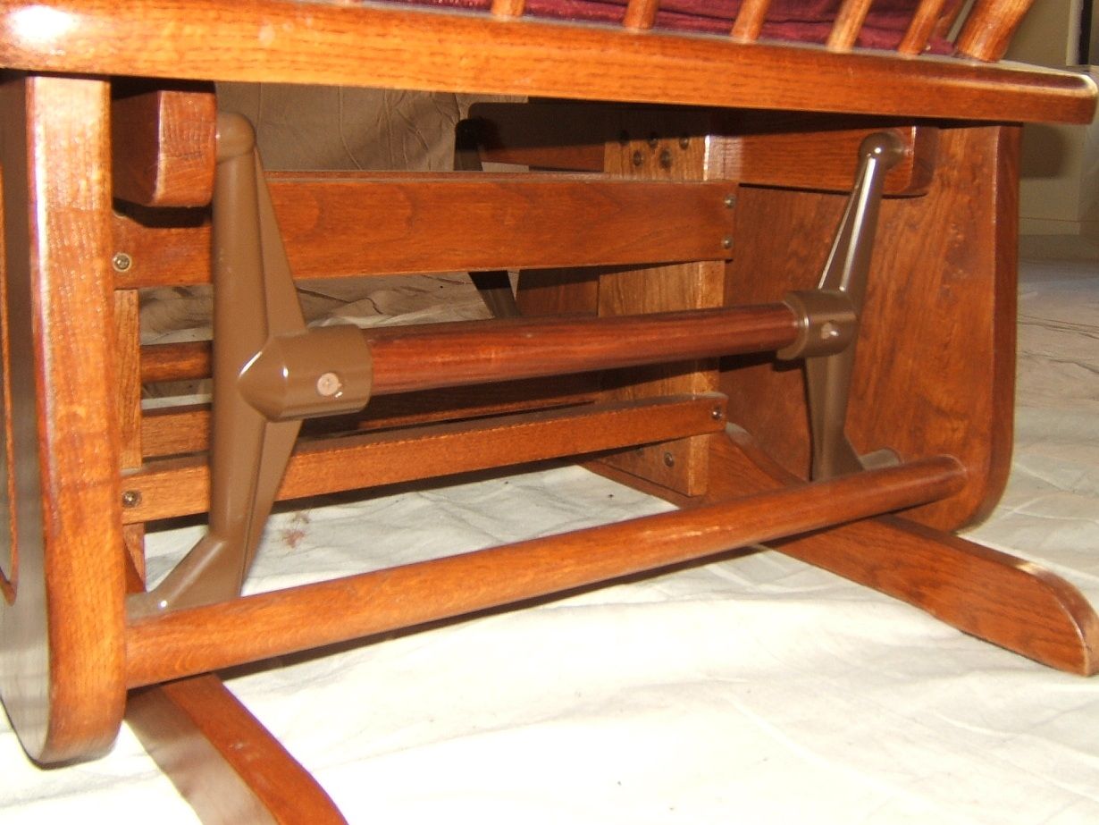 Towne Square Glider Rocker & Ottoman Midtone Stain/Burgundy Solid Oak Upholstery eBay